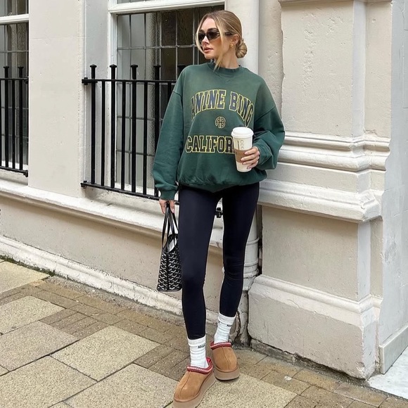 Anine Bing Jaci Sweatshirt in Washed Faded Green Size Medium - Picture 2 of 12